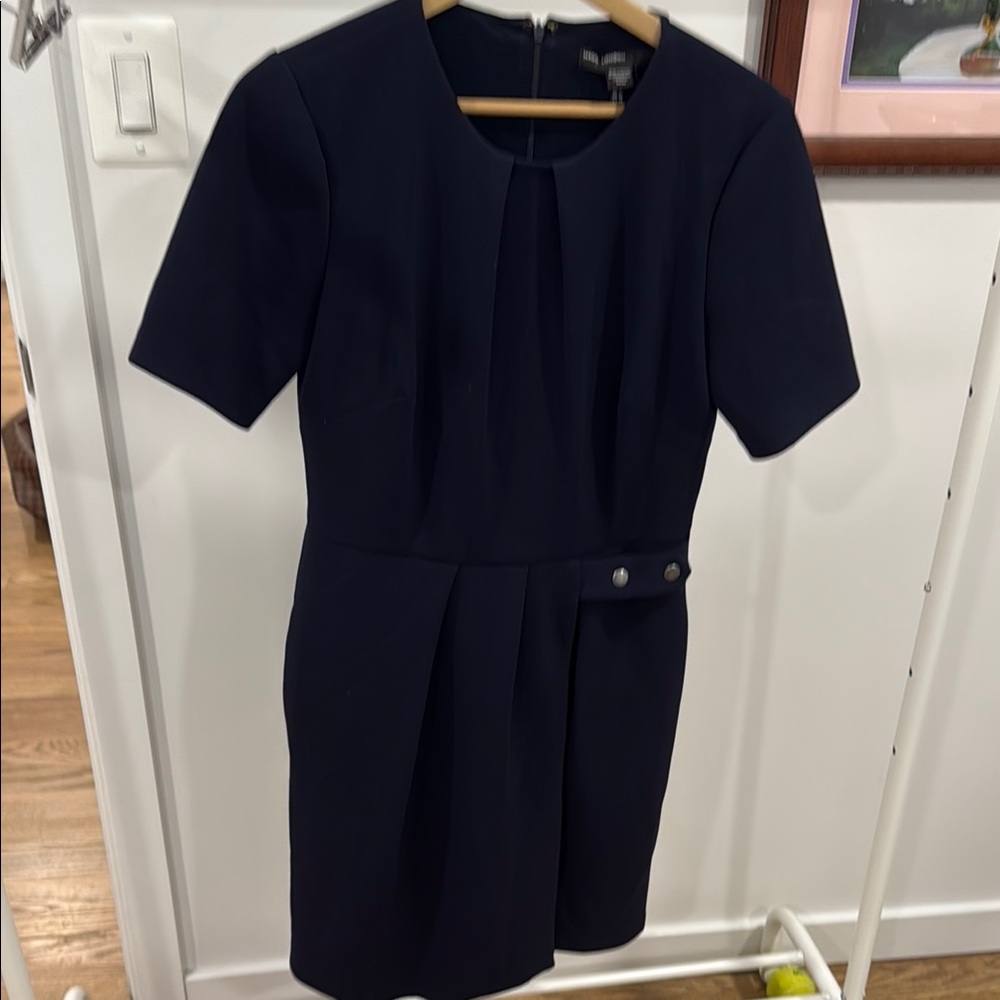 Maggy London Blue Sheath Dress Crew Neck